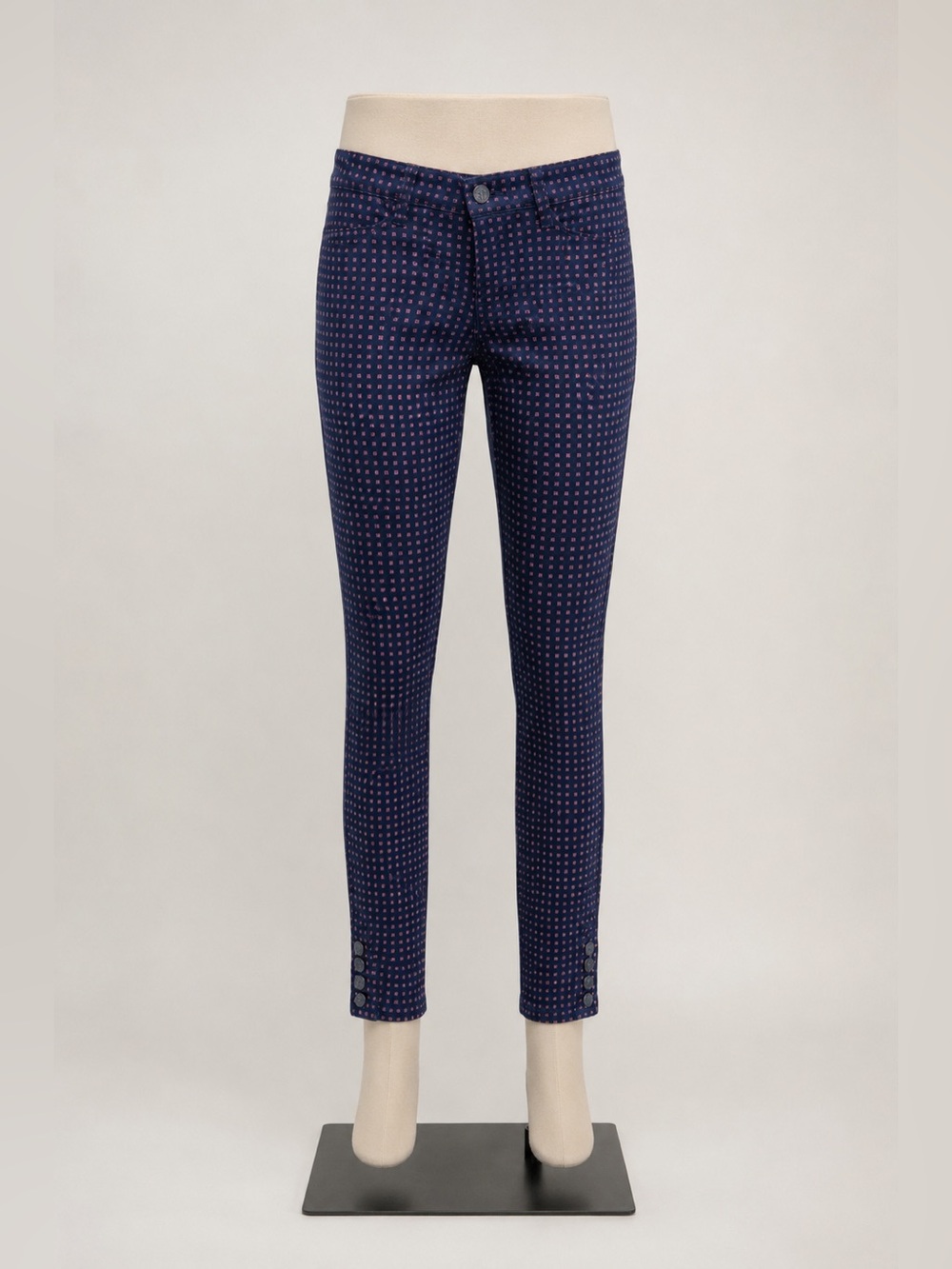 Tory Burch Womens Size 27 Printed Jeans Blue Cotton Stretch Low Rise Slim